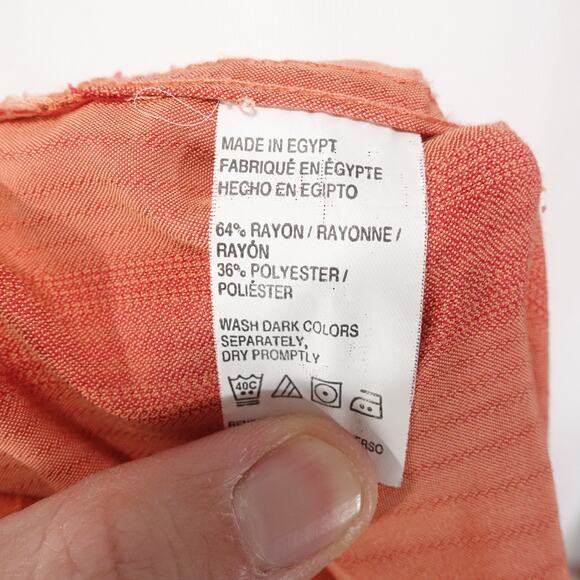 VAN HEUSEN RAYON BLEND ORANGE TANGERINE SHORT SLEEVE HAWAIIAN BUTTON UP SHIRT L - Picture 7 of 7